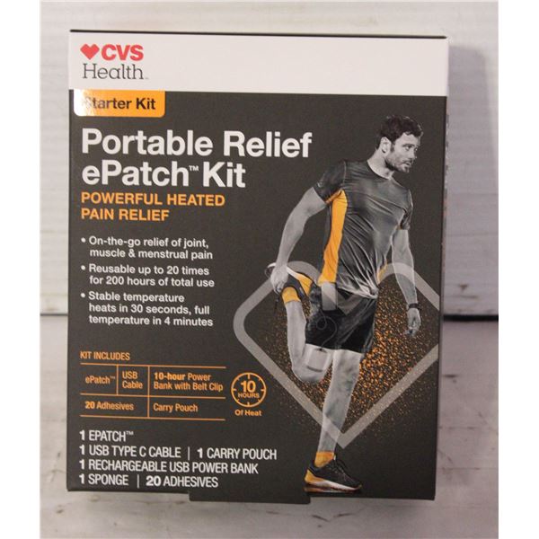 NEW CVS HEALTH PORTABLE RELIEF E PATCH STARTER KIT