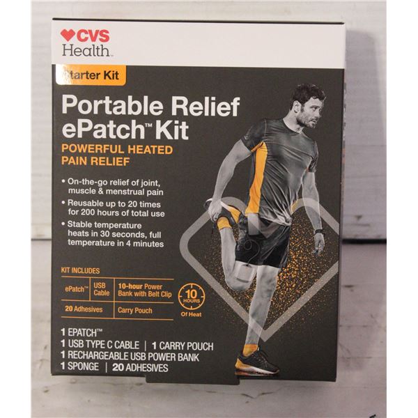 NEW CVS HEALTH PORTABLE RELIEF E PATCH STARTER KIT