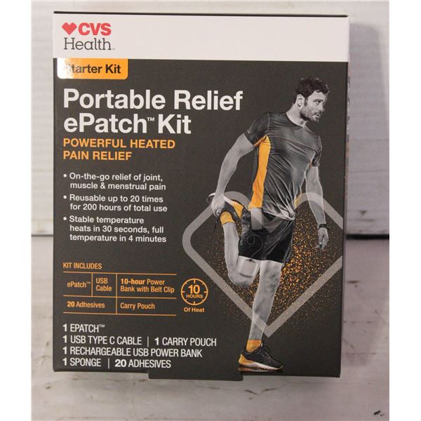 NEW CVS HEALTH PORTABLE RELIEF E PATCH STARTER KIT