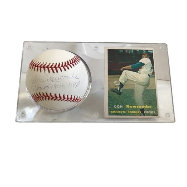 Brooklyn Dodgers’ Don Newcombe Signed Baseball and Topps  Card