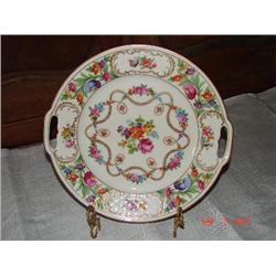 ROYAL BAVARIAN DRESDNER SERVING DISH, GOLD TRIM