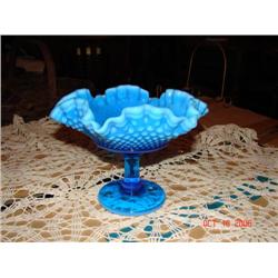 FENTON HOBNAIL BLUE OPALESCENT COMPOTE