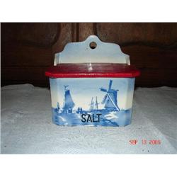 BLUE & WHITE SALT CROCK, CZECHOSLOVAKIA