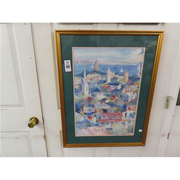 Framed San Francisco Water Color Signed Smith  - 20  X  30