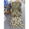 Image 1 : Black/Gold Floral Arm Chair w/Ottoman