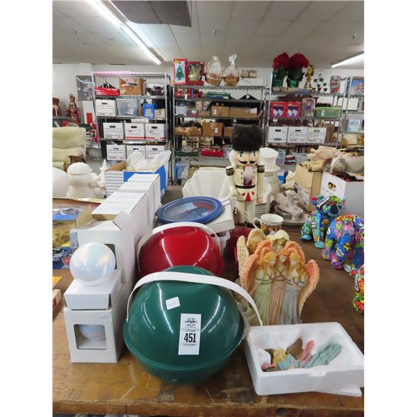 Lot of Christmas Angels, Figurine Statues, Coffee Cups, Bows,