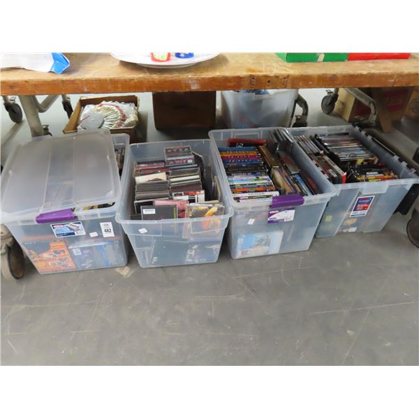DVD Movies, CD's - 4 Totes