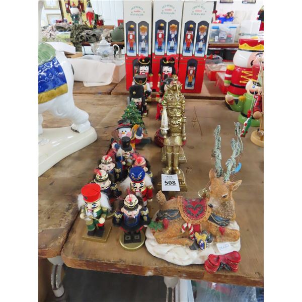 Lot of Asst. Small Nutcrackers, Stocking Holders, Music Box and More
