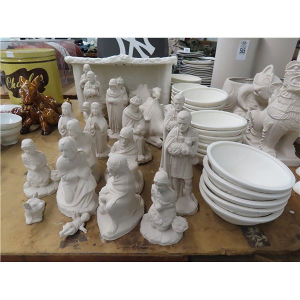 Asst. Ceramic Nativity and Bowls Pottery