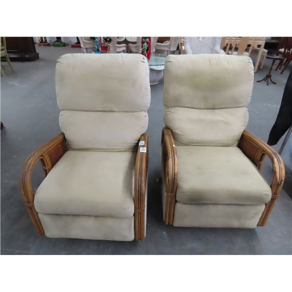 Cloth/Wicker Recliner Chairs - 2