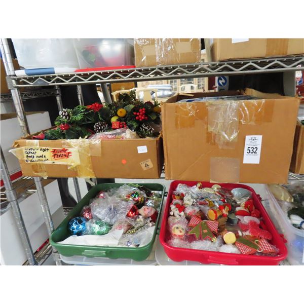 Christmas Ornaments, Containers, Silk Floral - Shelf
