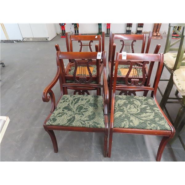 Mahogany Carved Harp Back Chairs - 6