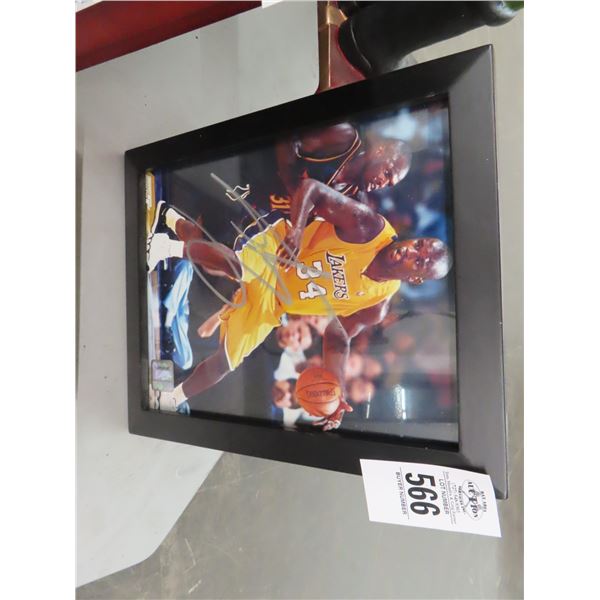 Framed Signed Shaq Basketball Photo w/Stamp COA