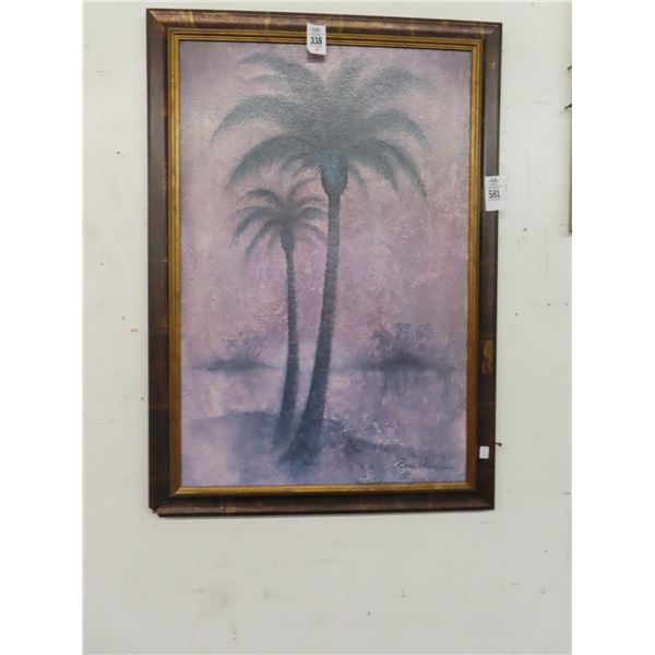 Framed Palm Tree Print Signed Manning