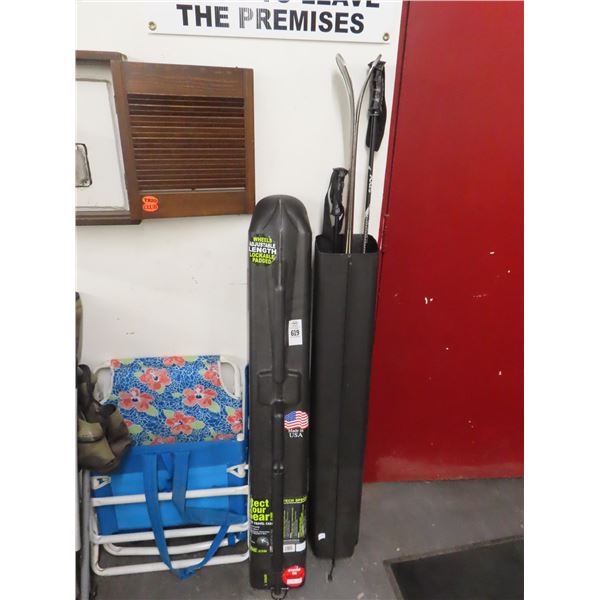 Hard Telescopic Travel Case w/Wheels Inside - Pair of Snow Skies and Poles