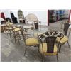 Image 1 : Glasstop Iron Base Dining Table w/Wrought Iron Chairs 4, Wrought Iron Bar Stools 2, Glass