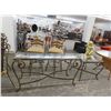 Image 3 : Glasstop Iron Base Dining Table w/Wrought Iron Chairs 4, Wrought Iron Bar Stools 2, Glass