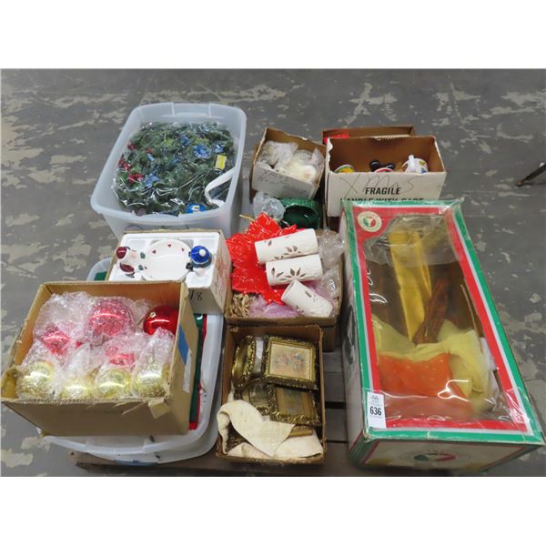 Pallet of Asst. Christmas Ornaments, Frames, Floral, Décor and More