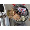 Image 1 : Alum. Tub w/Asst. Vintage Lantern, Grinder, Canister, Light and More