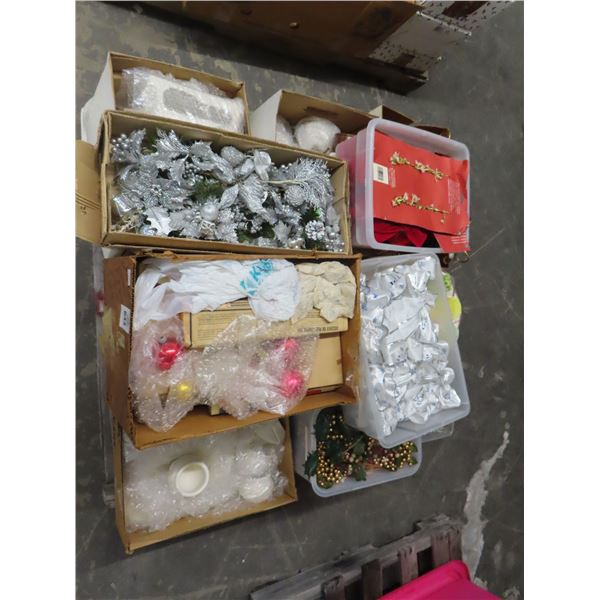 Pallet of Asst Christmas Pottery, Floral, Bears, Dishes, Candles and More