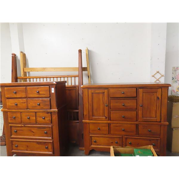 American Farmhouse Basset Furniture Highboy/Large Highboy Dresser/Bed Frame
