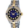 Image 1 : Rolex Ladies Two Tone Blue Vignette Diamond Quickset Datejust Wristwatch
