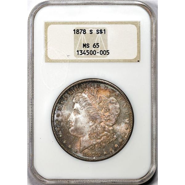 1878-S $1 Morgan Silver Dollar Coin NGC MS65 Nice Toning Old Fatty Holder