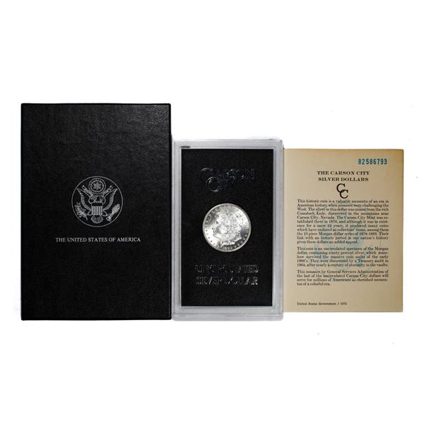 1882-CC $1 Morgan Silver Dollar Coin GSA Hoard Uncirculated w/Box & COA