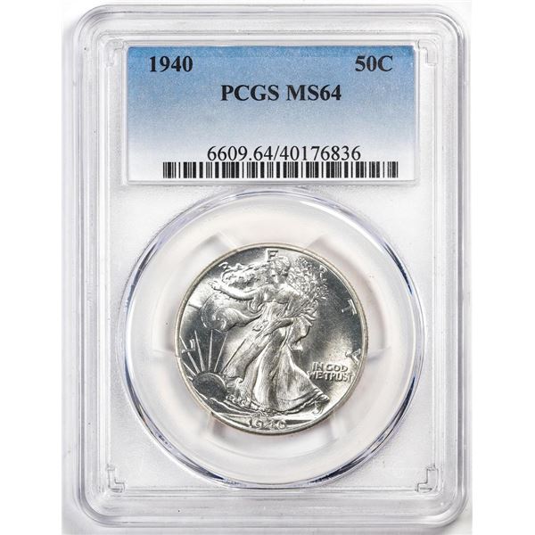 1940 Walking Liberty Half Dollar Coin PCGS MS64