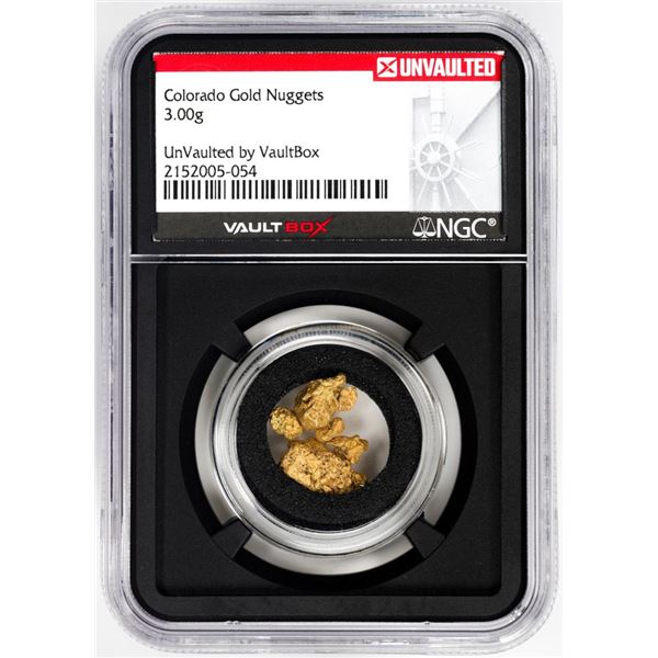 Lot of Colorado Gold Nuggets 3.00 Grams Total Weight NGC Vaultbox Unvaulted