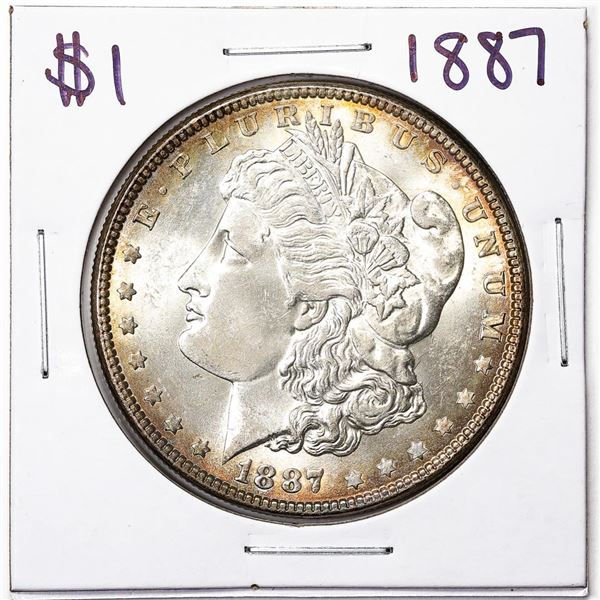 1887 $1 Morgan Silver Dollar Coin Amazing Toning