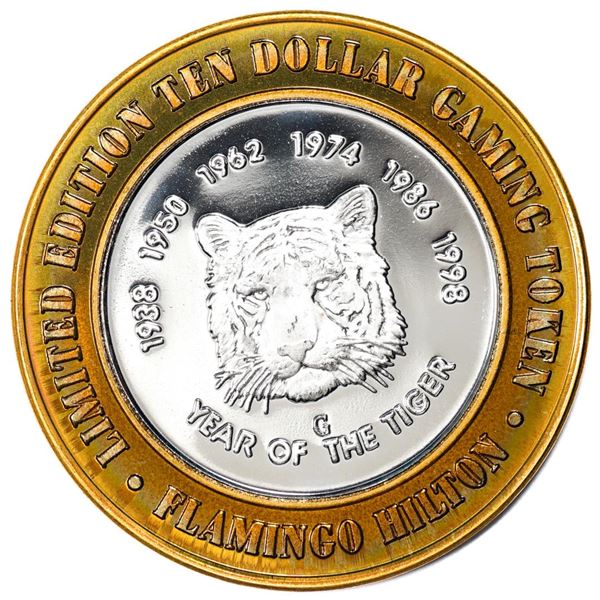 .999 Silver Flamingo Hilton Reno, Nevada $10 Casino Limited Edition Gaming Token