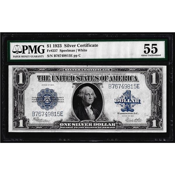 1923 $1 Horse Blanket Silver Certificate Note Fr.237 PMG About Uncirculated 55