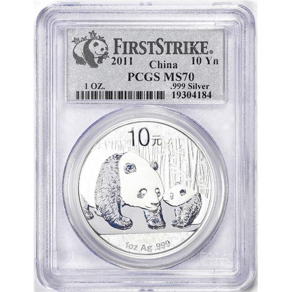 2011 China 10 Yuan Silver Panda Coin PCGS MS70 First Strike
