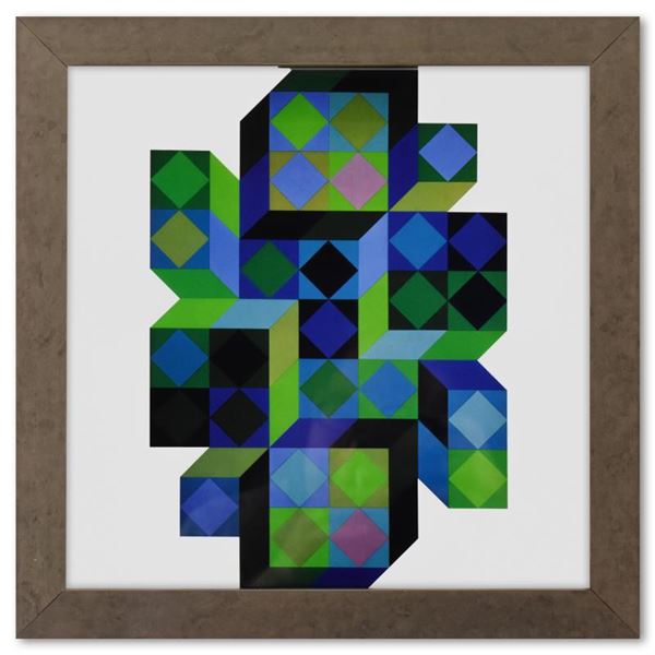 Victor Vasarely "Tridim - B De La Serie Hommage A L'Hexagone" Chiarograph Print
