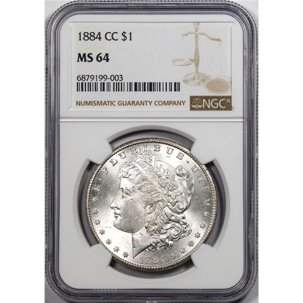 1884-CC $1 Morgan Silver Dollar Coin NGC MS64 Reverse Toning
