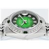 Image 4 : Rolex Ladies Stainless Steel Green Vignette Emerald and Diamond Datejust Wristwatch
