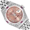 Image 1 : Rolex Ladies Stainless Steel Salmon Roman Ruby and Diamond Datejust Wristwatch