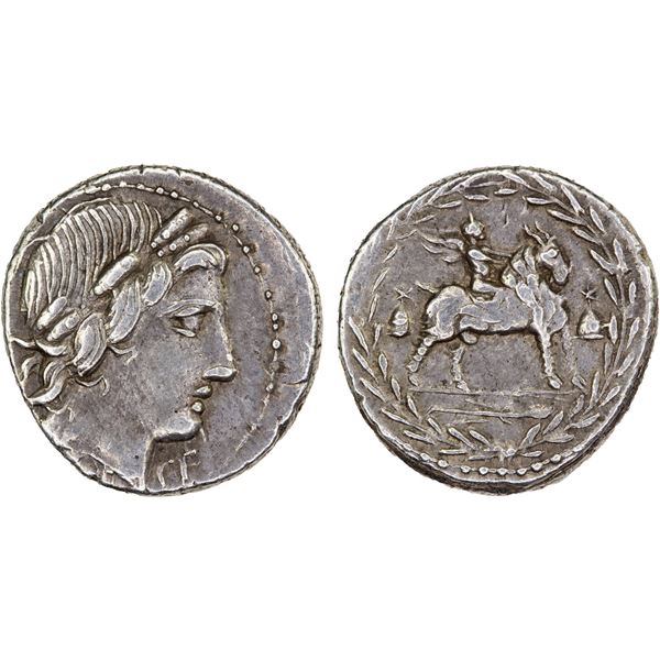 ROMAN REPUBLIC: Mn. Fonteius, AR denarius (3.91g), Rome, 85 BC, VF-XF