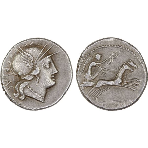 ROMAN REPUBLIC: L. Rutilius Flaccus, AR denarius (3.74g), Rome, 77 BC, VF