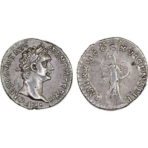 ROMAN EMPIRE: Domitian, 81-96 AD, AR denarius (3.60g), Rome, 90-91 AD, Choice VF