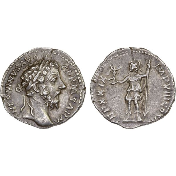 ROMAN EMPIRE: Marcus Aurelius, 161-180 AD, AR denarius (2.85g), Rome, 175 AD, VF-XF
