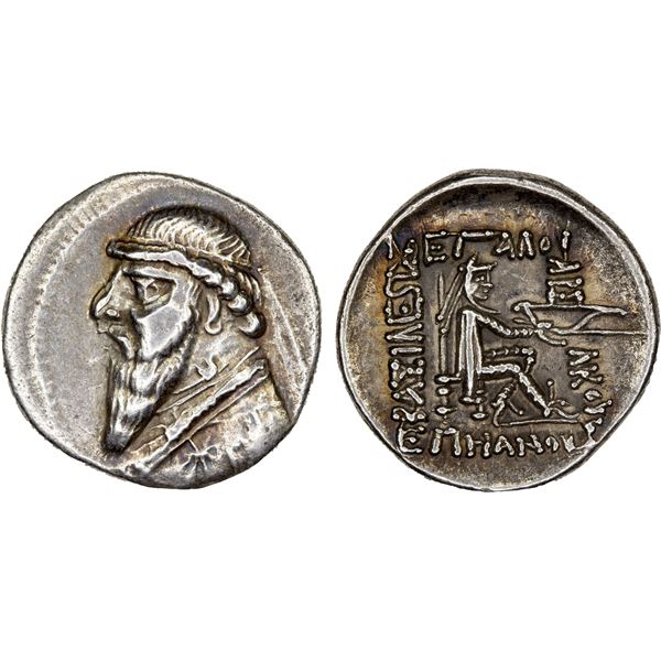 PARTHIAN KINGDOM: Mithradates II, ca. 123-88 BC, AR drachm (4.01g), Ekbatana, Choice VF