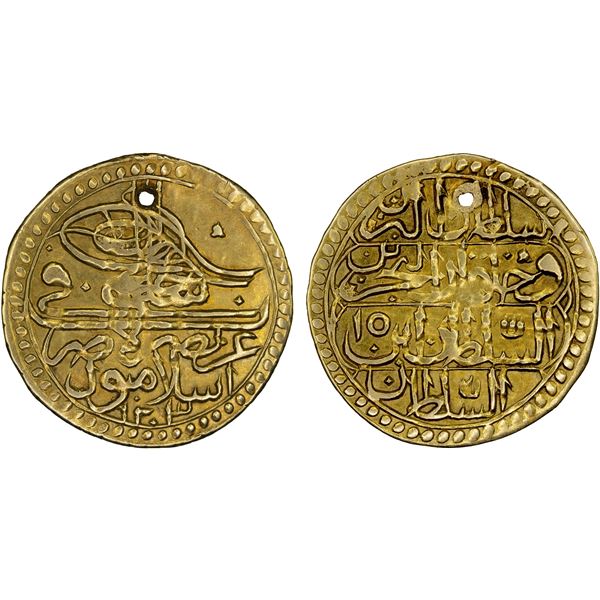 OTTOMAN TURKEY: Selim III, 1789-1807, AV zeri mahbub (2.35g), Islambul, AH1203 year 15, VF