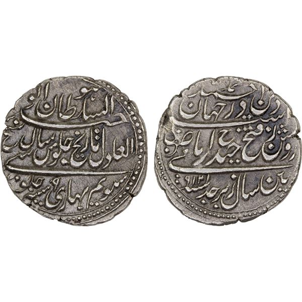 INDIA: MYSORE: Tipu Sultan, 1782-1799, AR rupee (11.08g), Patan, AM1219 year 9, choice XF
