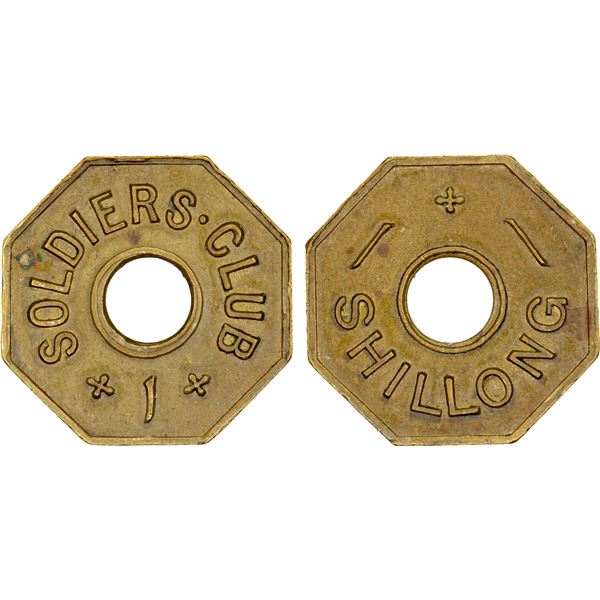 BRITISH INDIA: brass club token, 1 anna (3.69g), ND (ca. 1943), choice XF