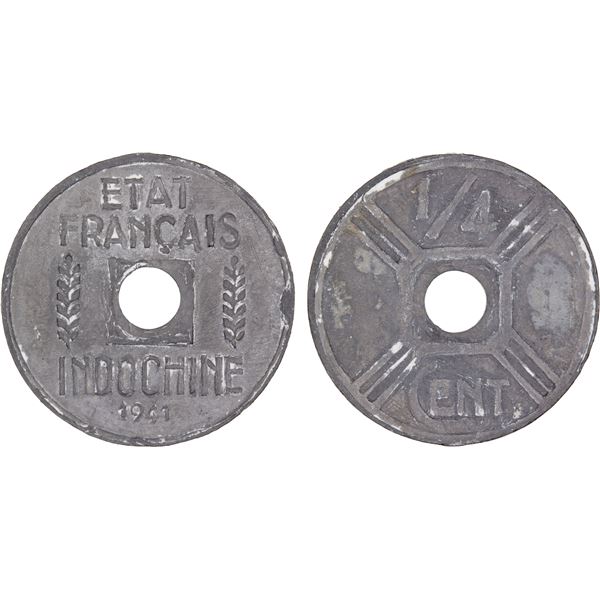 FRENCH INDOCHINA: French Colony, 1/4 cent, 1941, VF