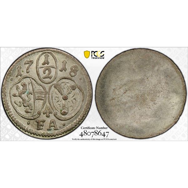 AUSTRIA: SALZBURG: Franz Anton von Harrach, 1709-1727, AR 1/2 kreuzer, 1718, PCGS MS65