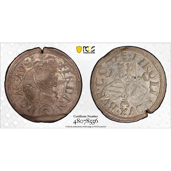 AUSTRIA: Ferdinand III, 1564-1595, BI 3 kreuzer, Hall, ND (1577-1595), PCGS AU details
