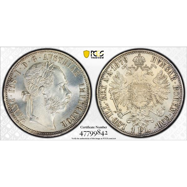 AUSTRIA: Franz Josef I, 1848-1916, AR florin, 1879, PCGS MS65